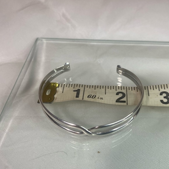 925 Sterling Silver intercepting cuff bracelet VINTAGE - Picture 8 of 8